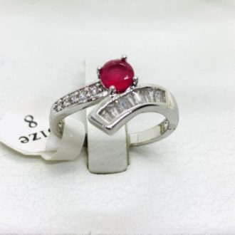 Silver Tone Red Crystal Sassy Finger Ring