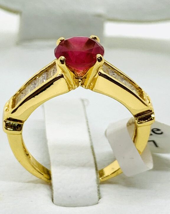 Solitaire Style Red Stone Finger Ring – Small (6)