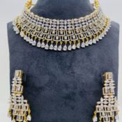 MOTHER’S DAYS SPECIAL SAJ Designer 2Tone Gold Plated American Diamond Necklace Set