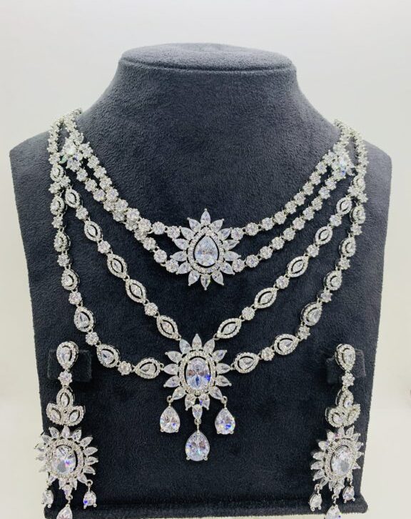 Precious SAJ Designer American Diamond Necklace Set