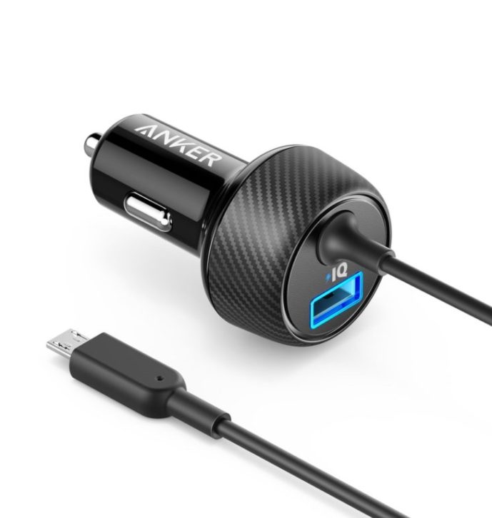 Anker Car Charger – Power Drive 2 Elite with Lightning Connector Black
