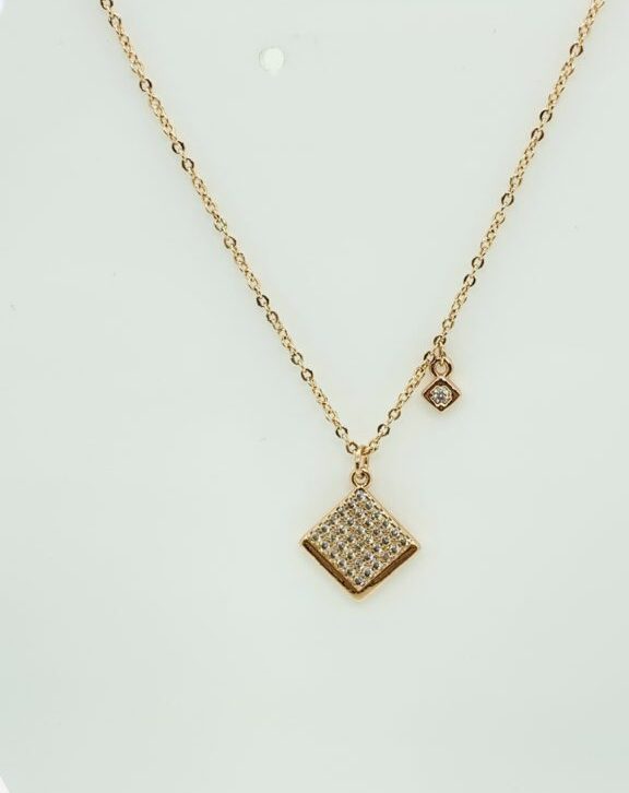 Rose Gold Pyramid Zircon Short Necklace