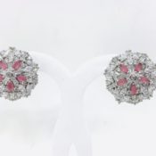 American Diamond Pink Flower Earring