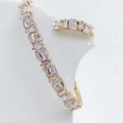 Baguette Crystal Rose Gold  Bracelet with Finger Ring Set