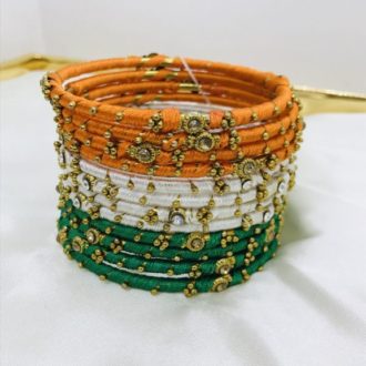 Indian Flag Colour Silk Bangles Size 2-6