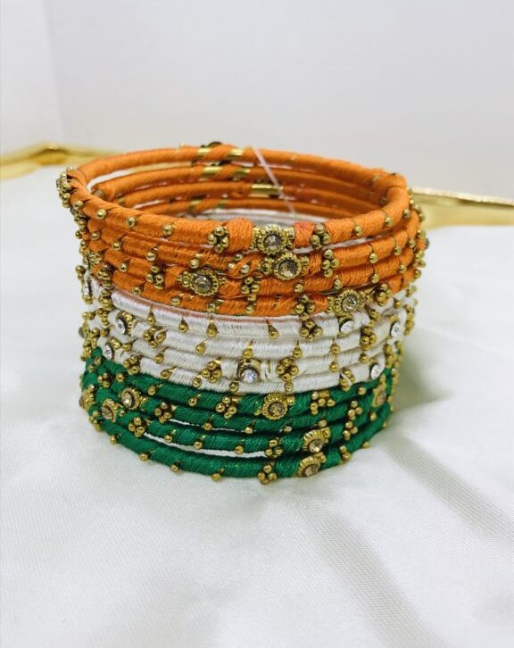 Indian Flag Colour Silk Bangles Size 2-6