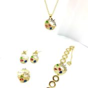 Rainbow Crystals Necklace Earring Bracelet And Ring Set