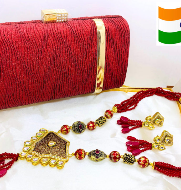 Indian Traditional Designer Necklace Sets with Clutch Bag