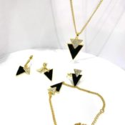 Mini Triangles Black Black Necklace Earring Bracelet Finger ring Set