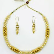 Golden Beads and Pearl Ball Round Necklace set