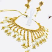 Brass And Pearls combined Choker Necklace Set