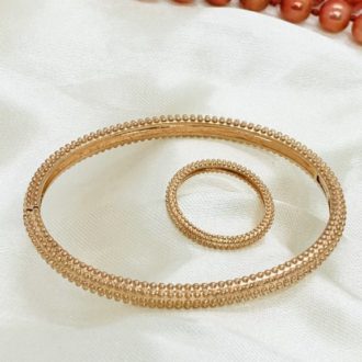 Rose Gold Belt slim Bracelet and ring set