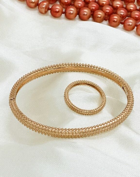 Rose Gold Belt slim Bracelet and ring set