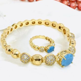 Feroza Stone Bracelet with ring