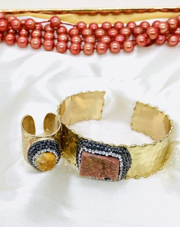 Orange Agate Stone Bracelet and finger ring Set