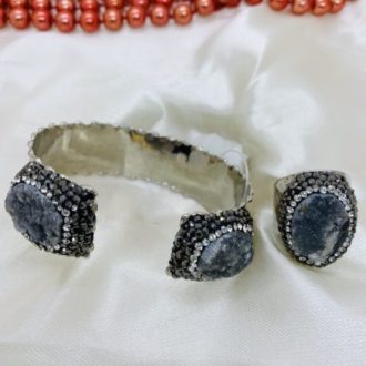 Turkey Agate Rim Bracelet and Finger ring Set