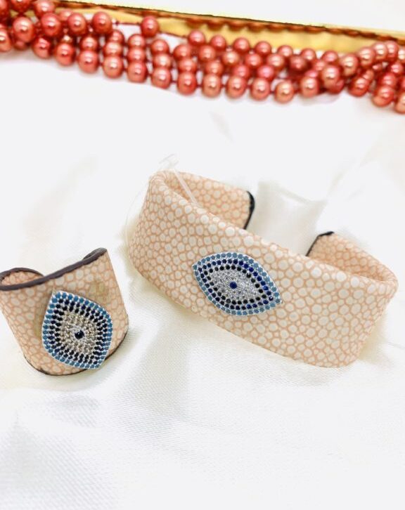 Pink Turkey Design Bracelet And Finger rings Set