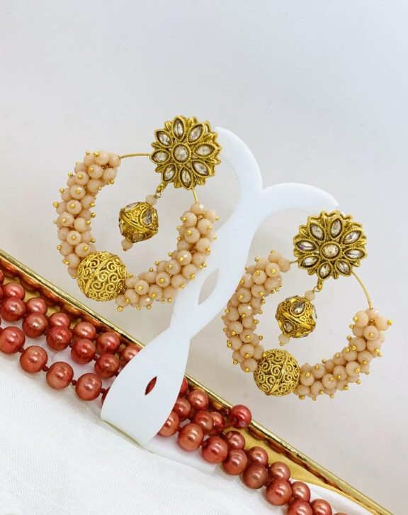 Round Gajra Pearl Bali Indian Earrings