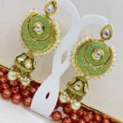 Pistachio Handcrafted Meenakari Indian Earrings