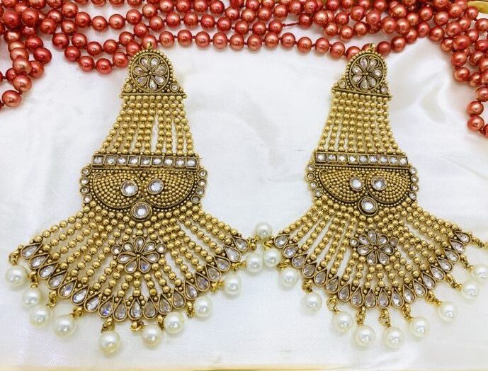 Bahubali Bridal Brass Indian Earrings