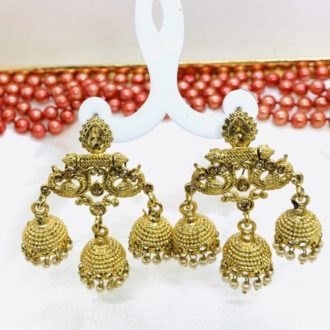 Tridev Indian Traditional Brass Earrings