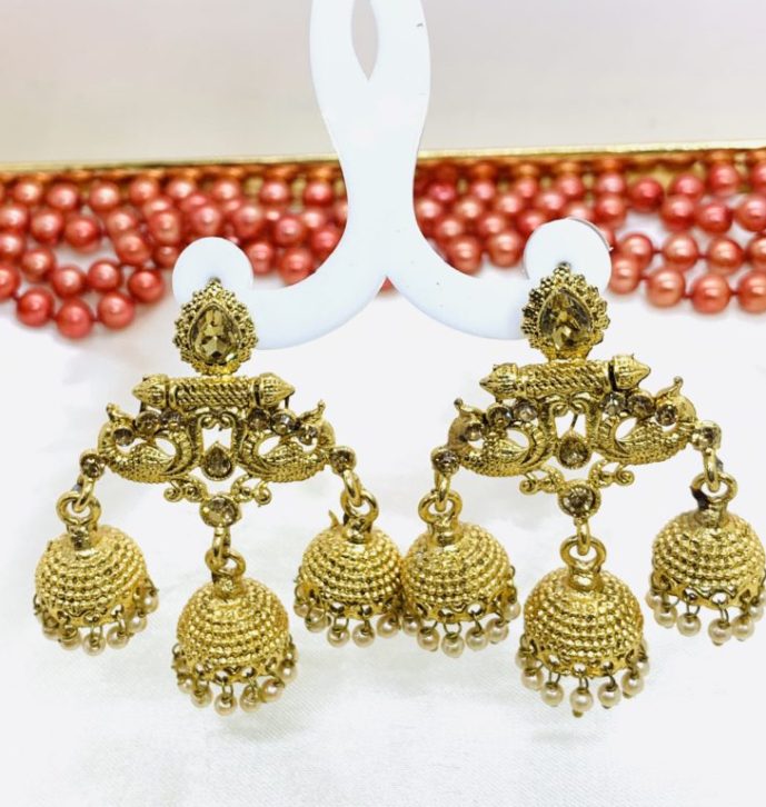 Tridev Indian Traditional Brass Earrings