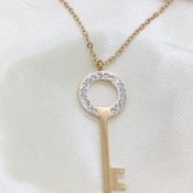 Rose Gold Ceramic Key CZ Necklace