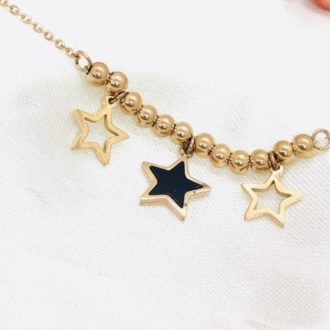 Triple Star Rose Gold Stainless Steel Necklace