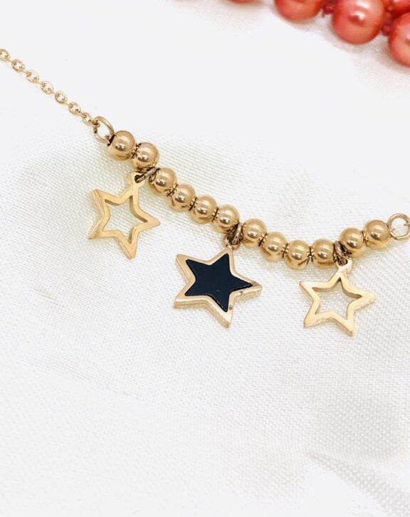 Triple Star Rose Gold Stainless Steel Necklace