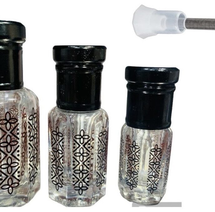 Black Attar Oil Bottle with Glass Stick – 3 sizes